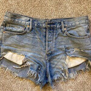 Free People Denim Mid Rise Jean Shorts